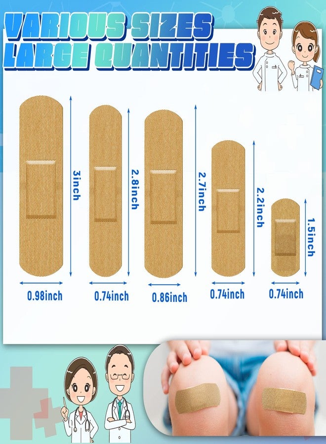 Supervitae 500 Pcs Adhesive Bandages Bulk Assorted Sizes Flexible Breathable Bandages Patch for Family First Aid Skin Wrap Finger Wound(Fabric,Natural) - Image 2